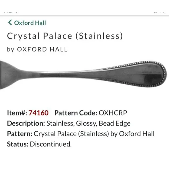 Oxford Hall Crystal Palace Stainless Bead Edge Sugar Spoon flatware glossy - Picture 2 of 3